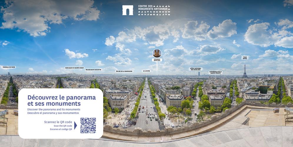 Arc de Triomphe - Panorama 360 interactif depuis la terrasse